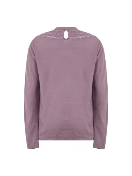 Sweter Alberta Ferretti wełniany z długim rękawem elegancki fioletowy