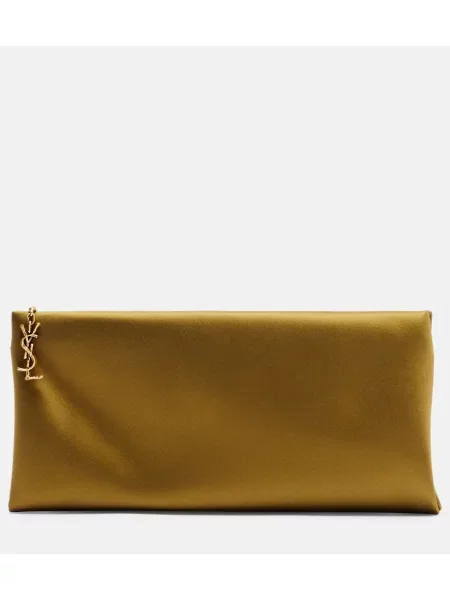 Satenska pisemska torbica Saint Laurent rumena