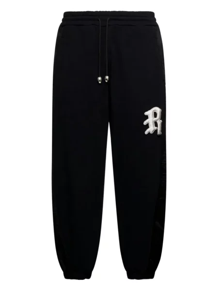Pantaloni John Richmond cu aplicații alergare cu cordon negru