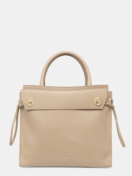 Кожена чанта Guess BIANCA кафяво HWBIAA бежово