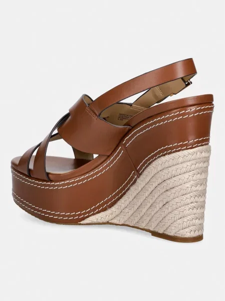 Kožené sandály MICHAEL Michael Kors Nora Wedge hnědé