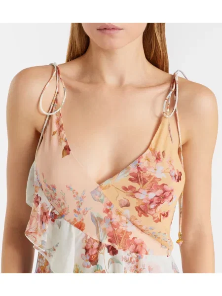Rochie maxi Zimmermann de mătase cu model floral de costum