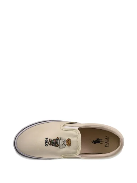 Sneakerși Polo Ralph Lauren din piele de căprioară slip-on alb
