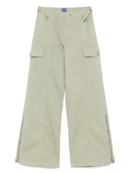 Szerokie spodnie cargo Hugo zielone
