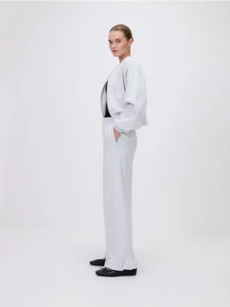 Reserved Штани з рюшами світло-сірий сірі