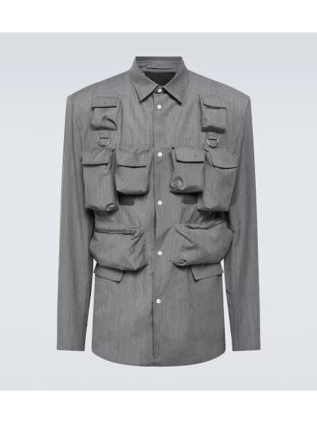 Vlněná košile Prada šedá