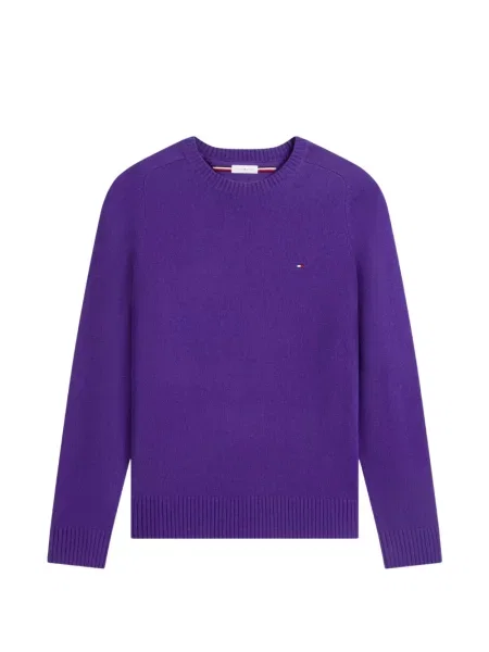 Пуловер Tommy Hilfiger с кръгло деколте виолетово