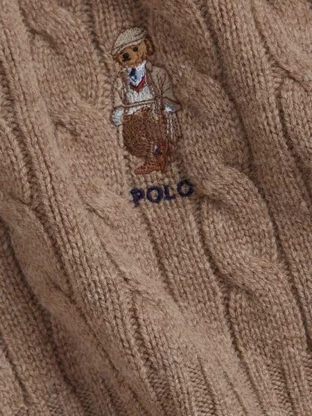 Шерстяной шарф Polo Ralph Lauren с аппликацией коричневый