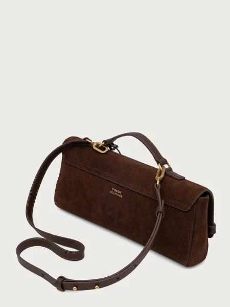 Tommy Hilfiger torebka crossbody zamszowa brązowa