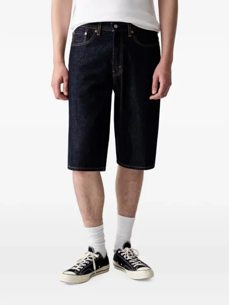 Decupat pantaloni scurți din denim Levi's® zdrențuiți cu talie înaltă albastru