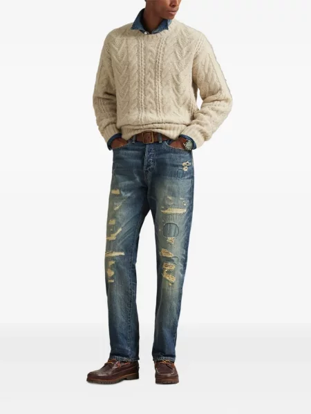 Briaunotas pusiau užtrauktukas zomšinės bokseriai Polo Ralph Lauren balta
