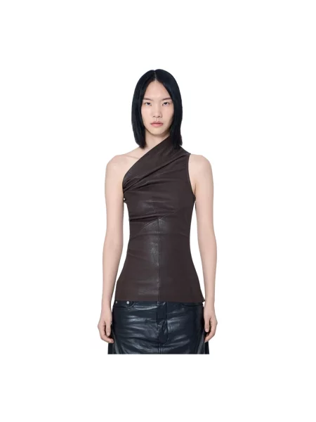 Top Rick Owens na jednym ramieniu brązowy