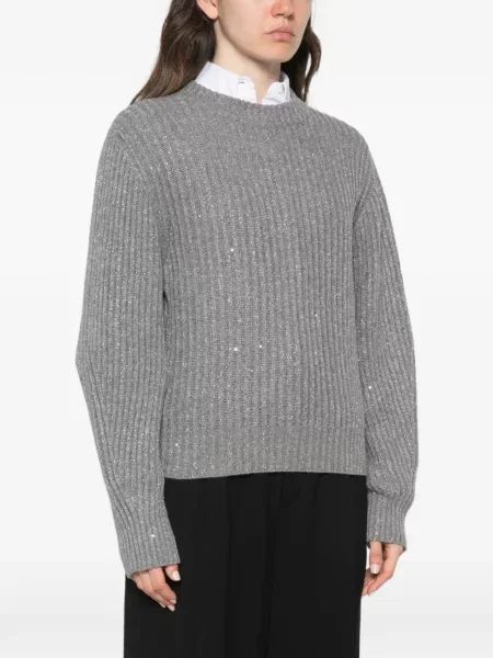 Pulover Brunello Cucinelli cu paiete gri