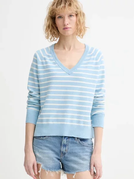 Pulover Levi's TARA SUPER SOFT VNECK modra