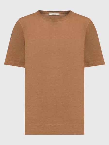 Футболка прямого крою з шовком та кашеміром Cashmere&whiskey коричнева