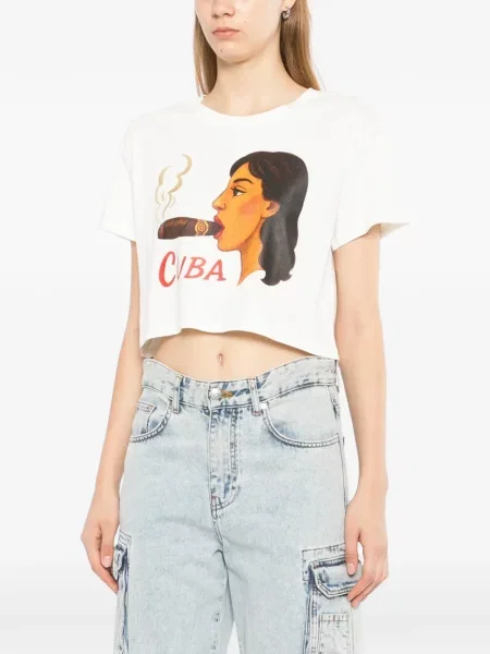 Decupat tricou Melt cu imagine alb
