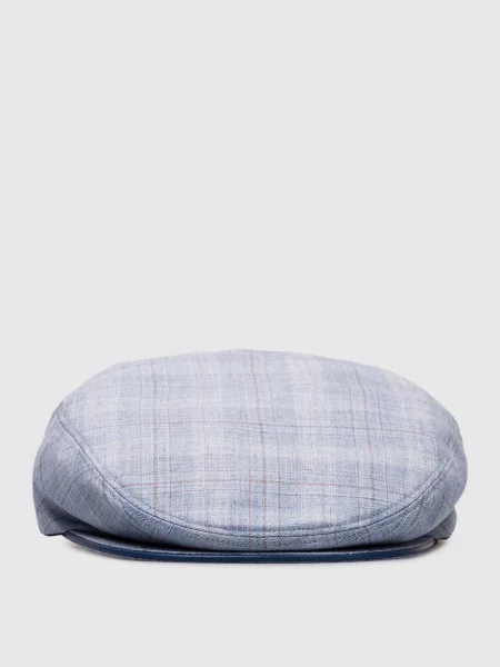 Шерстяная клетчатая кепка Stefano Ricci голубая