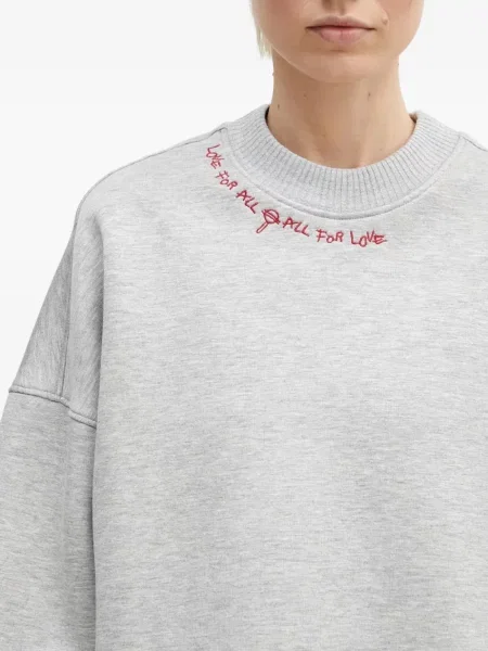 Hanorac crewneck Fiorucci cu broderie gri