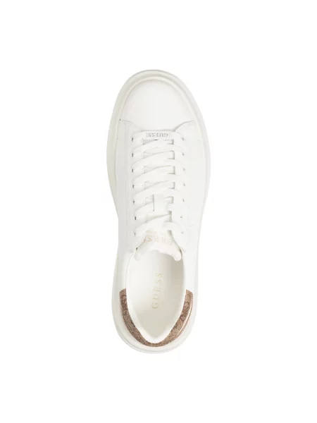 Sneakersy ze skórzanymi naszywkami model ‘ELBA’ Guess białe