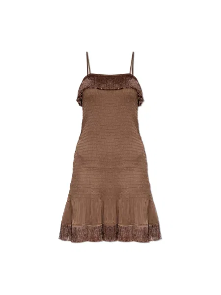 Lniana sukienka mini By Malene Birger brązowa