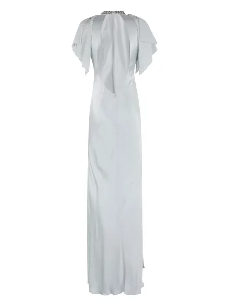 Rochie maxi Amen din satin de costum albastru