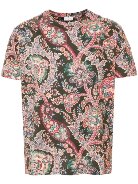 Tricou Etro cu imagine cu model paisley verde