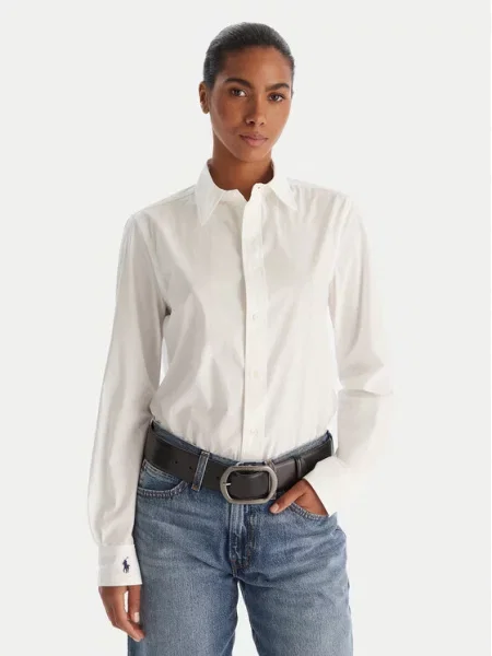 Koszula slim fit Polo Ralph Lauren z długim rękawem z autografem biała
