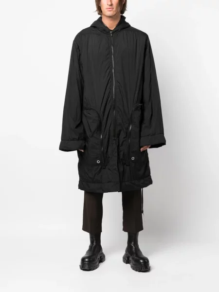 Paltas Rick Owens Drkshdw su gobtuvu juoda