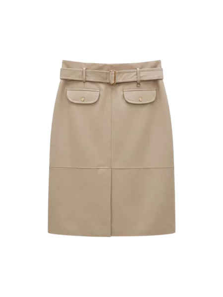 Spódnica skórzana Moncler beżowa