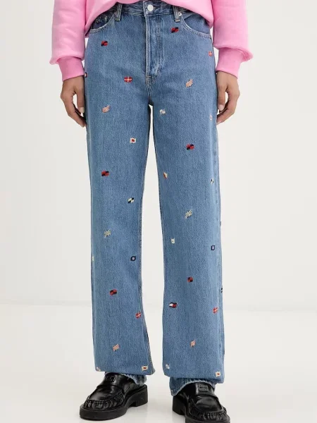 Tommy Jeans blugi drepți pentru femei albastru