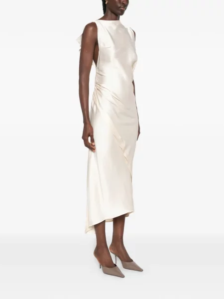 Rochie Victoria Beckham fără mâneci asimetrică drapată