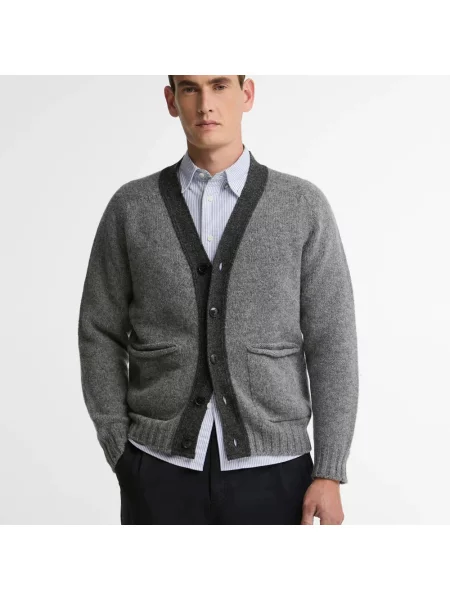 Kardigan Barbour wełniany szary