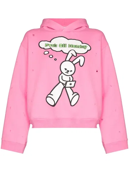 Bluza z kapturem Natasha Zinko z przetarciami różowa