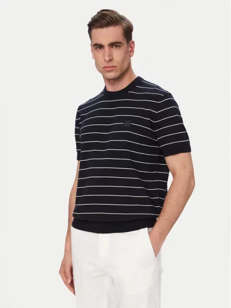 BOSS Pulover Kanacho Bleumarin alb