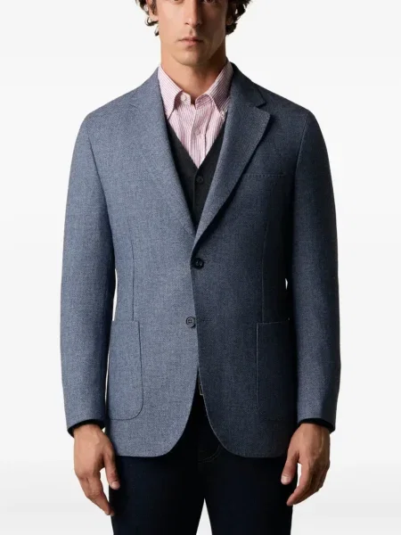 Vilnonis švarkas Brooks Brothers su eglutės raštu mėlyna