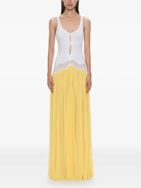 Rochie maxi Christopher Esber din dantelă galben
