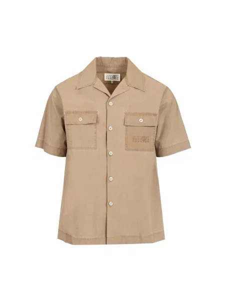 Koszula z krótkim rękawem Mm6 Maison Margiela z logo beżowa