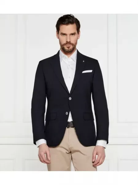 BOSS BLACK Jachetă cu un pătrat de cu adaos de lână negru