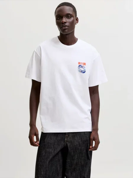 JACK & JONES Tričko JORKPOT modrá / oranžová biela