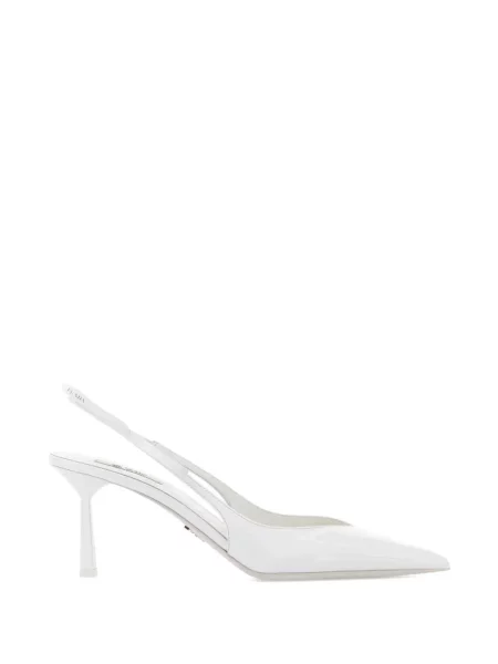 Pantofi cu toc Prada din piele slingback alb