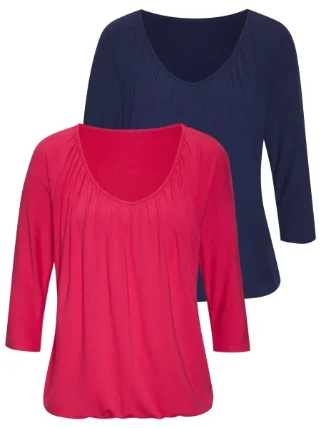 LASCANA Tricou albastru marin roșu