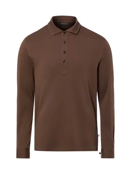 Finshley & Harding koszulka polo z długim rękawem Mężczyźni jednolity M brązowy