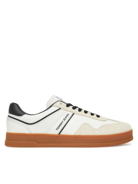 Superge Tommy Jeans The Greenwich Leather Écru črna