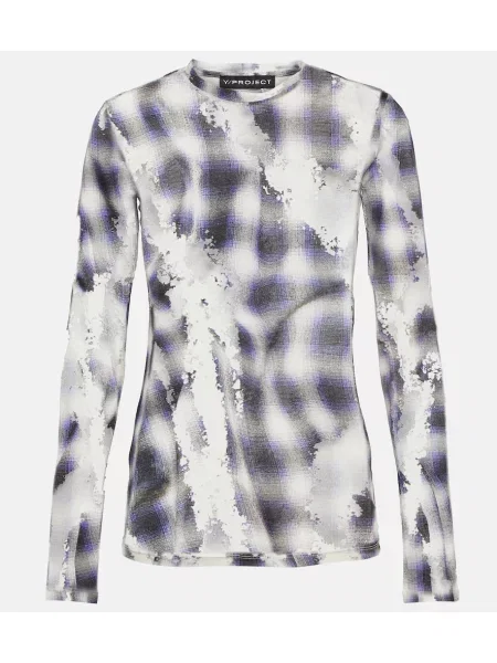 Przezroczysty top Y/project w kratkę niebieski