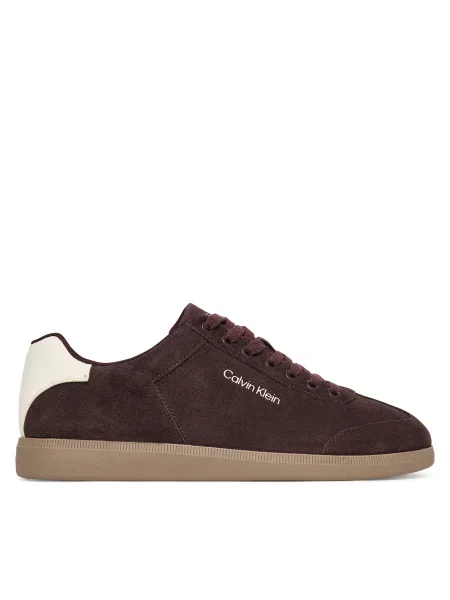 Велурени маратонки Calvin Klein LOW CUPSOLE LACEUP SU мъжки бордо кафяво