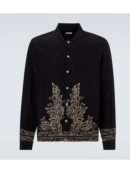 Svilena srajca Bode kroglice črna