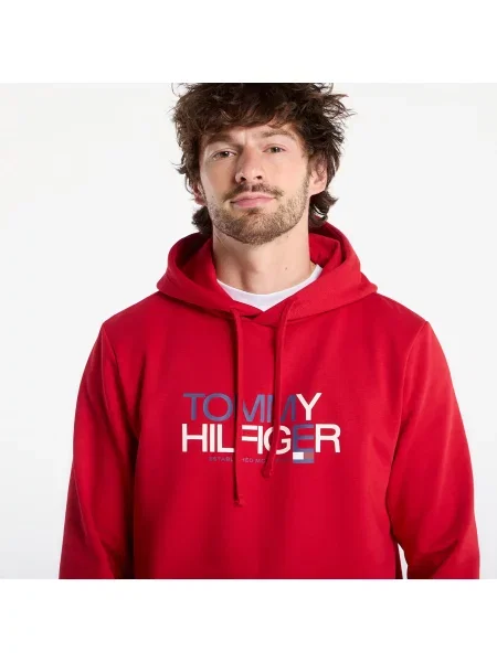 Суитшърт Tommy Hilfiger Brand Love Big Text Hoody Medium Red XL червено