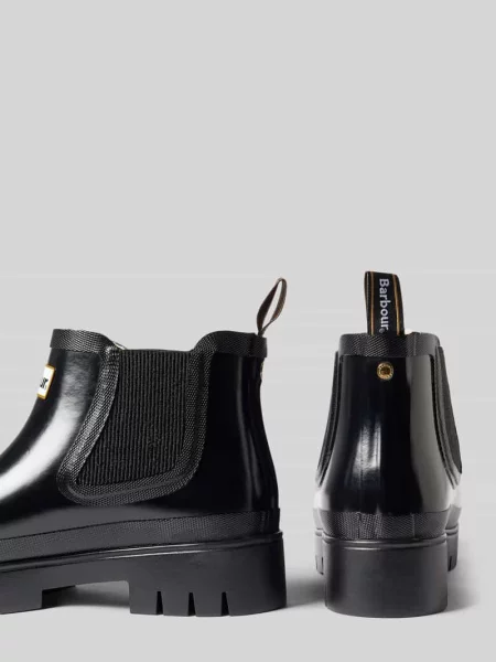 Kozaki z naszywką z logo model Halton Faux Fur Welly' Barbour czarne