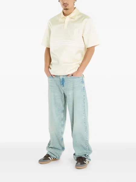 Běžecké pruhované prošívané tričko Adidas oranžové