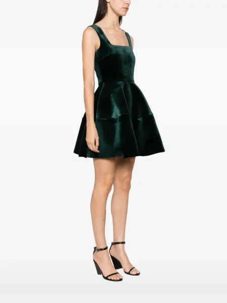 Rochie mini Maje de catifea evazată verde